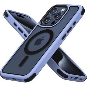 Brs-Coque Magnétique Pour Iphone 15 Pro, Compatible Avec Magsafe, Hybrid Coque Pour Iphone 15 Pro Avec Color, Protection Antichoc Militaire, Housse Anti Rayures - Bleu Clair/Noir - Neuf