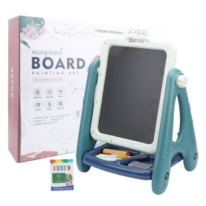 Tableau Noir Magnetique Double Face Pour Enfants, Tableau Blanc, Tableau A Dessin, Tableau A Peinture, Gris Et Vert - Neuf