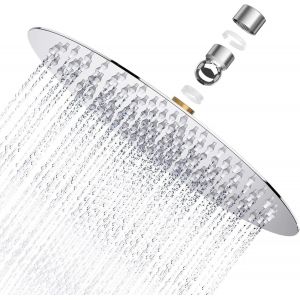 Krobec 8 Pouce/20cm Tete de Douche Rond,Pomme de Tete de Douche T&ecirc;te de Douche Pluie, T&ecirc;te de Douche en Acier Inoxydable, Acier Inoxydable 304 Rotatif 360&deg;, Facile &agrave; Installer et &agrave; Nettoyer. - Neuf