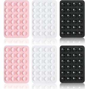 Lot de 5 supports de coque de t&eacute;l&eacute;phone portable en silicone avec ventouse antid&eacute;rapante - Pour murs, verre, carrelage (blanc, rose) - Neuf