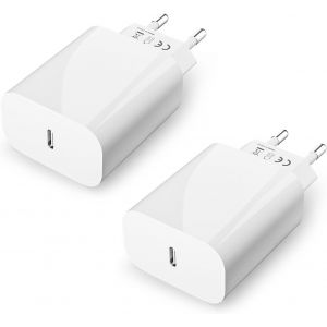 2-Pack Prise Usb C, 20w Chargeur Rapide Secteur Pour Iphone 16/16 Pro/16 Pro Max/16 Plus/15 Pro/15 Pro Max/15 Plus/15/14/13/12/11/Se 2020/X/Xs/Xr/8/7, Ipad Pro/Air, Adaptateur Type C Charger - Neuf