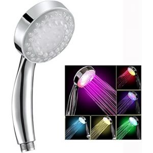 KAL-Lumières Led À Changement De Couleurs Pomme De Douche, Salle De Bains Pommes De Douche À Led 7 Couleurs Changement Automatique Des Lumières Led Pomme De Douche À Main - Neuf