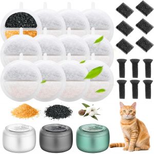 Filtre Fontaine Eau Chat, Lot De 12 Filtre Fontaine Chat, 6 Filtre Pompe Fontaine Eau Chat Et 6 Centrales Éponge Insonorisante Pour Feelneedy F-016 84 Fl Oz/2,5 L Fontaine Eau Chat - Neuf