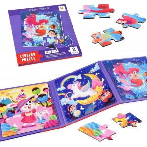 KAL-Puzzles Magnétiques Pour Les Tout-Petits, 12-16-20 Pièces Puzzles D'Apprentissage Lapin/Sirène/Licorne Pour Voyage En Voiture, Jouets De Voyage, Activités En Avion, Voiture Pour Enfants - Neuf