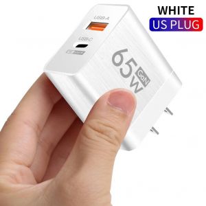 Adaptateur de charge rapide USB C,chargeur mural rapide,total 65W,GaN PD,iPhone 15 Pro Max,Xiaomi 14,Samsung,Huawei,Redmi--US white - Neuf