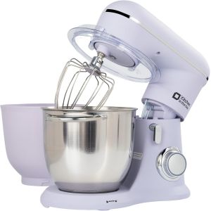 Robot P&acirc;tissier, 4.5L+5L 2Bols Robots De Cuisine, 10 Vitesses Batteur Electrique Cuisine, 1300W P&eacute;trin Professionnel Avec Fouet, Batteur, Crochet (Lilac) - Neuf