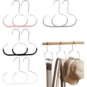 Jexnovashop-8 Pièces Rangement Casquette Suspendu,14 × 15 Cm Porte Foulard En Métal,Antidérapant Cintre De Chapeau De Baseball,Cintre Finition Du Chapeau Pour Foulards,Colliers,Ceintures(Noir, Blanc, - Neuf