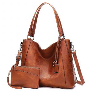 Gros Sacs à main pour Femmes en Cuir Sacs Fourre-tout sac Bandoulière Hobo sac à Bandoulière Sacoche Ensemble Brun avec Sac à main de Dames - Neuf