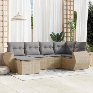 Prolenta Premium - Salon De Jardin Avec Coussins 6 Pcs Beige R&eacute;sine Tress&eacute;e - Neuf