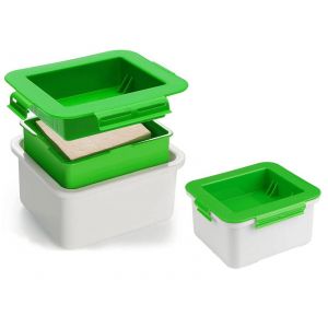 Presse &agrave; tofu avec bac de r&eacute;cup&eacute;ration d'eau - Lot de 2 - Neuf