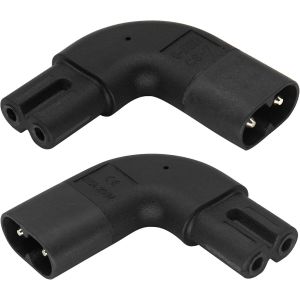 (2-Pack 90 Degrés Iec 320 C7 À C8 Ac Adaptateur D'alimentation 10a 125v Droite Et À Gauche Coin Figure 8 Convertisseur Polarisé Mâle Female Ac Pour Tv Led(C8 À C9/Gauche-Droite) - Neuf