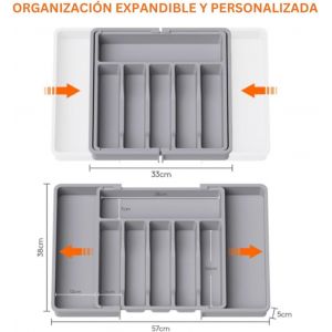 Organisateur De Couverts R&eacute;glable Avec Doublure Antid&eacute;rapante 45 X 150 Cm - Range-Couverts Extensible Pour Tiroir, S&eacute;parateurs En Plastique Pour Ustensiles De Cuisine, Id&eacute;al Pour Armoires Et Tiroirs - Neuf