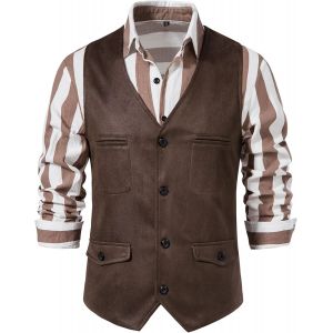 Cauc-Gilet Formel Sans Manches En Daim Avec Col En V Pour Homme - Neuf