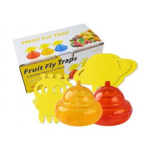 Lot De 2 Pi&egrave;ges &Agrave; Mouches Des Fruits Non Toxiques Avec Autocollants - Neuf
