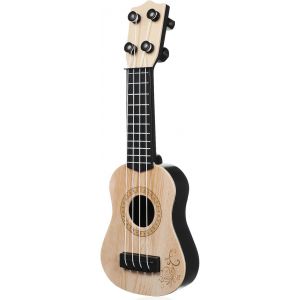 KALANKA-Mini ukulélé jouet pour enfants : 25 cm, guitare à 4 cordes pour l'éducation musicale, jouet éducatif amusant, cadeau pour enfants, en plastique beige - Neuf