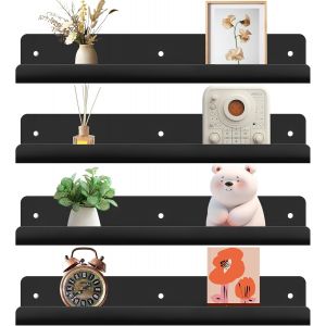 Etagere Murale Blanche Lot De 4, Étagère Murale Sans Percage, Etagères Flottante Murales En Acrylique 30 Cm, Salle De Bains,Chambre À Coucher, Salon, Cuisine, Décoration De Pièce - Neuf