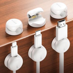 LIUW-[Lot De 6] Clip Câble À Ressort - [Super Mini] Clip De Câble Autocollant Sans Résidus, Organisateur De Câble Pour Tv, Pc, Usb, Hdmi, Câble Ethernet, Audio, Maison, Bureau (8Mm) - Blanc - Neuf