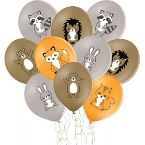 CAUC-Lot de 10 ballons en forme d'animaux, renard, h&eacute;risson, raton laveur, &eacute;cureuil, animaux de la for&ecirc;t, pour anniversaire, gar&ccedil;on et fille, pour anniversaire d'enfant, f&ecirc;te, th&egrave;me for&ecirc;t, nature - Neuf