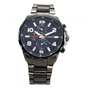 Curren Nouvelle Mode Hommes Mouvement &Agrave; Quartz Alliage Bande Montre-Bracelet Analogique (Bo&icirc;tier Noir + Cadran Bleu) - Neuf