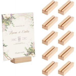 KALANKA-10 Pièces Porte Carte Bois, Bois Naturel Support Photo Carte, Porte Menu Mariage, porte-photo de plaque signalétique, pour mariages, restaurants, conférences, Banquets et Fêtes - Neuf