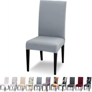 Lot De 4 Housses De Chaise Extensibles, Universelles, Lavables Et Modernes, Pour Salle À Manger, Restaurant, Hôtel, Gris Clair - Neuf