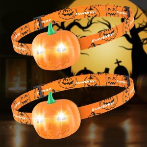 Nsiecd-Lampe Frontale Led Ultra Puissante 2 Pi&egrave;ces, Lampe Frontale Halloween Citrouille 7 Lm Avec 2 Modes D'&eacute;clairage, L&eacute;g&egrave;re Et &Eacute;tanche Pour F&ecirc;tes, Aventures Nocturnes, Cadeaux Pour Halloween - Neuf