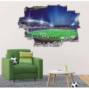 3d Sticker Mural De Salon,Stickers Muraux 3d Football Ar&egrave;ne,Poster Du Stade Chambre D'enfant,Autocollant Mural De Football Color&eacute; Chambre Gar&ccedil;on,Autocollant Muraux Chambre Couloir D&eacute;cor,89x59cm - Neuf