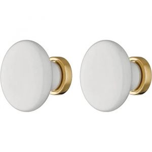 cyclingcolors 2x bouton de tiroir porcelaine céramique 30 mm base laiton poli meuble vintage style porte poignée commode avec vis - Neuf