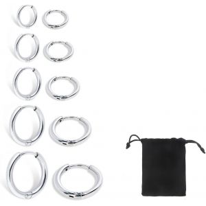 5 Paires Acier Inoxydable Boucles D&iexcl;&macr;Oreilles Anneau Homme Femme Boucles D Oreilles Cr&iquest;&iquest;Ole Argent, Petite - Neuf