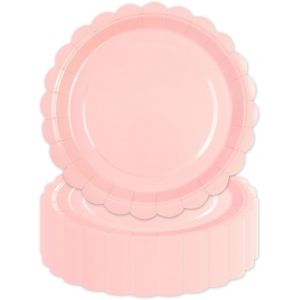 Checarzhn--No1-Lot De 50 Assiettes En Carton De 18 Cm Assiette Jetable Anniversaire - Assiettes De Fête En Papier - Décoration Pour Mariage, Jardin, Fête (Rose) - Neuf
