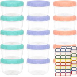 Lot De 15 Boîtes De Conservation Avec Couvercle,200 Ml, S,En Plastique,En 3 Couleurs,Avec Couvercle,Hermétiques,Pour Restes,Collations,Yaourts,Sauces,Fruits - Neuf