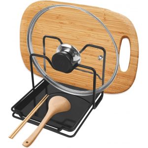 Chenquansarl-Support De Couvercle De Poêle Avec Coussin D'égouttement Amovible, Repose-Cuillère, Rangement De Couvercle De Casserole En 2 Couches, Organisateur De Couvercle De Casserole, Plateau De - Neuf