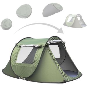 Letnerny-Tente De Camping Pop-Up 3 À 5 Personnes ¿ Installation Automatique En 3s, Double Entrée, 2 Fenêtres, Dôme Étanche 210d Anti-Uv, Légère & Portable Pour Camping & Plage - Neuf