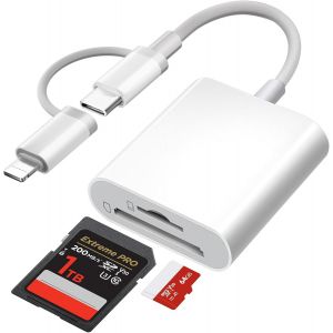 TIANYI-Lecteur de carte SD pour iPhone, lecteur de carte SD pour iPhone/iPad/appareil photo, lecteur de carte SD USB C, adaptateur carte SD USB C pour Micro SD/SD, lecteur de carte de type C pour iPh - Neuf