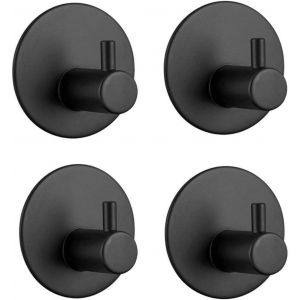 Crochet Adhesif Mural Noir 4 Pièces,Patere Salle de Bain en Acier Inoxydable,Porte Manteau Adhésif pour Cuisine Salle de Bain Chambre à Coucher - Neuf