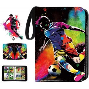 Mdy-Classeur Carte Football, 50 Pages 400 Cartes Album Carte, Albums Pour Cartes À Collectionner, Imperméable Album Porte Cartes Football Avec Fermeture Éclair Et Poignée (B) - Neuf