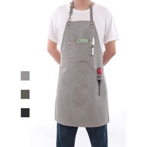 (Gris Clair) 1 Tablier En Toile Sans Attache, Robuste Et Simple, Tablier De Travail Avec Poche Avant, Bretelles Extra Longues Et Réglables - Neuf