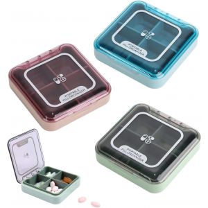 3 Pcs Pilulier Portable Pilulier Quotidien 4 Compartiments Organisateur De Pilules Boîtes À Pilules Voyage Semainier Medicament Boite Medicaments Voyage Pour Médicaments,Vitamines,Huile De Poisson - Neuf