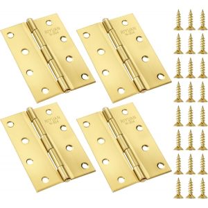 Lot De 4 Charnières De Porte En Acier Inoxydable - 100 X 70 X 1 Mm - Pour Portes Et Meubles - Avec 48 Vis - 7 × 11 Mm - Connecteurs Pliables - Neuf