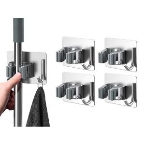Organisateur mural porte-balai/serpill&egrave;re 8 pi&egrave;ces avec crochets - Neuf