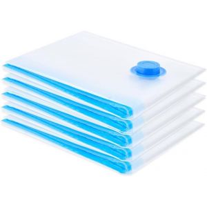 loc-Lot De 5 Sacs De Rangement &Agrave; Fermeture &Eacute;clair Sous Vide Pour Voyage Et Maison,Double Fermeture &Eacute;clair,Triple Protection Contre Les Fuites,Haute Compression,60X80Cm,Taille L - Neuf