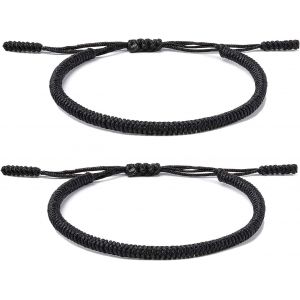 Eryi-2 Bracelets Porte-Bonheur Tibétains+Cadeau Bouddhiste!- Fait Main.Ajustable À Votre Poignet. Pour Hommes Et Femmes. Bracelets D'amitié En Tissu Tressé-Style Tibet-Bracelet Réglable - Neuf