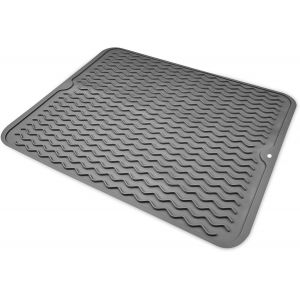 Eryi-Tapis Egouttoir Vaisselle Silicone, 40 Cm X 30 Cm Tapis Absorbant Vaisselle Cuisine, Tapis De Sechage Vaisselle Pour Évier De Cuisine, Résistant À La Chaleur Et Antidérapant (Gris Foncé) - Neuf