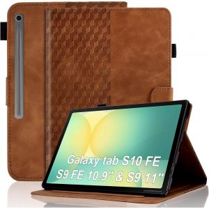 Kal-Coque Pour Samsung Galaxy Tab S9 (11 Pouce) Sm-X710/X716b/X718u Housse Cuir Pu Etui De Protection Flip Cover Case Avec Support Pochette Tablette Coque, Marron - Neuf