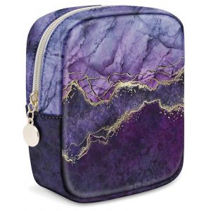 Mini trousse de toilette en cuir PU, pochette de voyage coloree a motifs, ideale pour les petits sacs a main. - Neuf