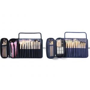 Trousses de maquillage noires et marine avec porte-pinceaux - Lot de 2 - Neuf