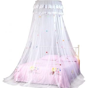 Kal-Ciel De Lit, Moustiquaire Pour Lit Rond Pour Filles U2013 Convient Pour Lit De 1,5 M (Blanc) - Neuf