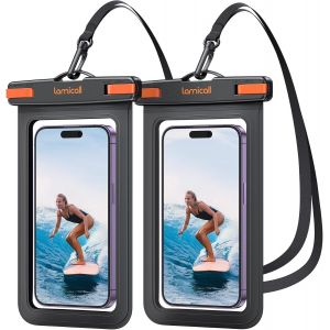 KALANKA-Pochette Étanche Téléphone, [Lot de 2] IPX8 Pochette Étanche Smartphone, Corde Amovible et Réglable, Sac Étanche pour iPhone 16 15 14 13 12 11, Huawei, Samsung, jusqu'à 8¿ - Neuf