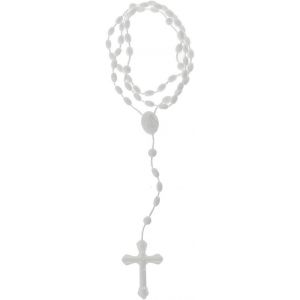 Kal-Luminous Croix Collier Chapelet En Plastique Catholicisme Religieux Collier Bijoux Blanc, Plastique, 40.5cm/16"""", Plastique - Neuf