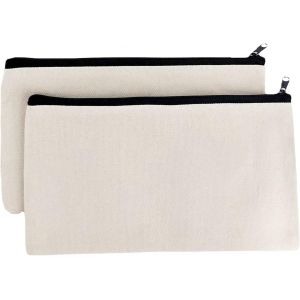 2 Morceaux De Toile Blanche, Un Sac De Maquillage, Blanc Cas De Crayon, Fermeture À Glissière Multi-Fonctionnelle Pochette Main, Sac De Voyage, Femmes Un Sac De Maquillage, Sac À Main, Bijoux - Neuf